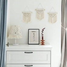 Mini Macrame Wall Hanging Set Of 3pcs Cute Boho Tree Decoration Car Ornaments Woven Art Decor For Nursery Bathroom Bedroom Living Room Dorm,Home Decor ,Room Decor,Wall Decor Gifts Birthday Graduation