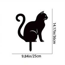 1入黑色金屬活潑貓造型立樁-戶外庭園裝飾用的金屬貓剪影-庭園貓藝術品 - 黑色 - 查看 9