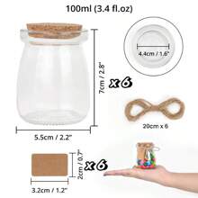 6 Pcs Glass Jars With Lids, Mini Yogurt Mason Jar, Glass Favor Jars With Cork Lids, Small Glass Jars, Yogurt Pudding Glass Storage Jars, Candy Jars Potion Bottles With Cork, Glass Decorative Bottles With Cork Lids, Glass Bottle, For Wedding Favor, Party Favor, Gift Jars For Candy, Bonus Twine And Labels - Khaki - View 4