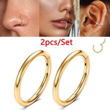 ADYJELY 2PCS Nose Ring Hoop 316L Surgical Steel Hypoallergenic Hinged Ring Cartilage Earring 16G 18G 20G Lip Ring,Clicker Ring Cartilage Hoop Rook Earring Tragus Septum Piercing Conch Daith Helix Earring Cartilage Hoop Earlobe Earring ,Belly Ring Nipple Ring Diameter 6mm 8mm 10mm 12mm Women's And Men's Body Pierecing Jewelry