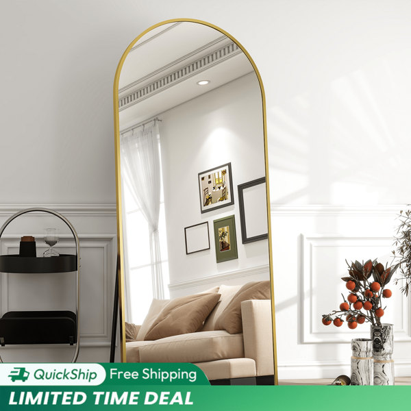 Arched Full Length Mirror 71"X26" For Bedroom, Full Body Mirror With Stand, Hanging Or Leaning For Wall, Aluminum Alloy Thin Frame Floor Standing For Living Room, Tall Home Decor Back To School Room Decor School Supplies
