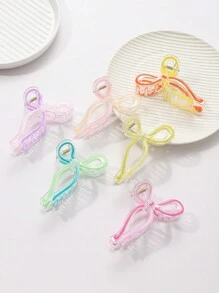 1pc Women's 11cm Elegant Ribbon Bow Plastic Drip Hair Claw Clip, Daily Wear Valentine's Day Valentines Hair Clips Hair Jaw Clip Hair Clamps Hair Clutch Hair Catcher Clip