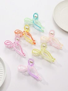 1pc Women's 11cm Elegant Ribbon Bow Plastic Drip Hair Claw Clip, Daily Wear Valentine's Day Valentines Hair Clips Hair Jaw Clip Hair Clamps Hair Clutch Hair Catcher Clip