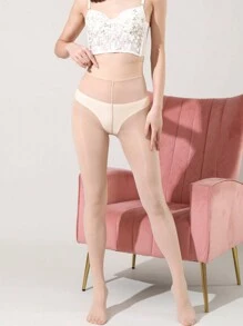 1双高密度亮面超薄高弹连裤袜，适合日常穿着，舒适保暖。 - 杏色 - 查看 3