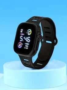 1pc Sports Leisure Square Dial Running Boy's And Girl's Students Electronic Watch, Suitable For Daily Use