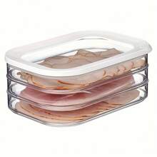 1pc Storage Container, 3 Layers PET Plastic Cold Cuts Container Set, Leak Proof And Reusable Food Sealed Box, For Meat, Fruit And Vegetable, Kitchen Organizers And Storage, Kitchen Accessories School Supplies,Back To School - White - View 7