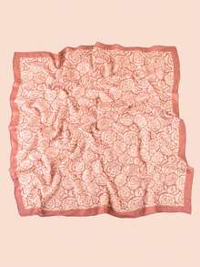 YWQLWJ 1 件 2024 年新款夏季头巾、时尚百搭玫瑰印花真丝围巾、头带、90 厘米亚麻披肩 - 彩色 - 查看 4