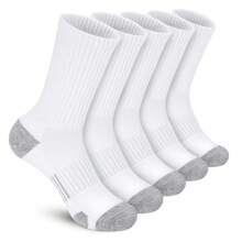 5 Pares De Calcetines Deportivos Atléticos De Bota De Compresión De Arco Para Hombres Para Correr, Senderismo. Calcetines Transpirables De Tripulación - Blanco - Ver 2