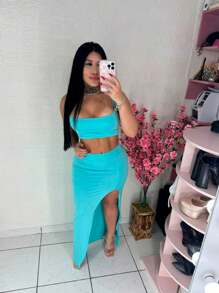 Women Two-Piece Outfits - Baby Blue - View 6