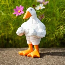 1pc Novelty Funny Creative Muscle Duck Decoration For Garden Table Home Resin Crafts Gift - White - View 8