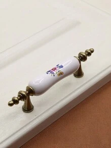 Weiße keramische Schranktürknauf mit Lotusblumen Muster, vintage Schubladen Griffe mit Schrauben, passend für Möbel mit 128mm & 160mm Lochabstand - Blumengriff aus weißer Keramik - Übersicht 17