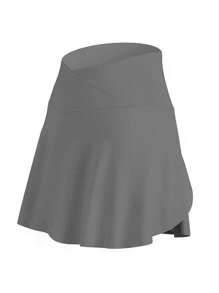 Women's Tennis Skirt With Liner Shorts Pockets High Waist Crossover Pleated Golf Athletic Skorts Sport Running Pickleball Workout Casual Mini Skirts - 灰色 - 查看 8