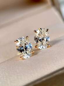 1對時尚立體美鑽耳環，適用於女性參加派對、訂婚、周年慶等活動，情人節禮物 - 1# - 查看 1