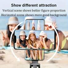 Ausziehbarer Smartphone Selfie-Stick mit 360° Drehung - Kabellose Fernbedienung, Stativ-Kompatibilität für Smartphones/Iphone/Android