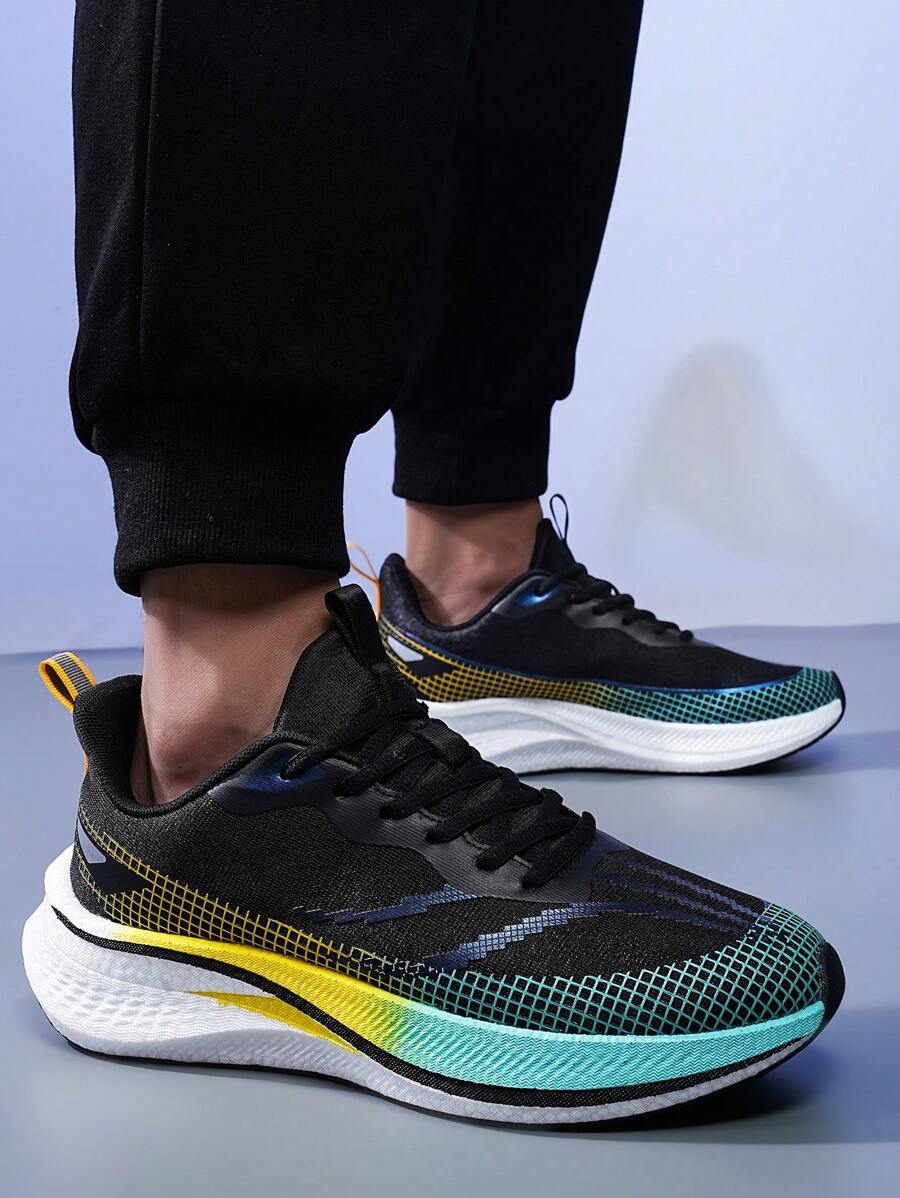 全新高品質男女時尚休閒運動鞋，具有雙色豪華設計、減震、彈性和耐磨性，適用於學生和情侶 - 黑色 - 查看 1