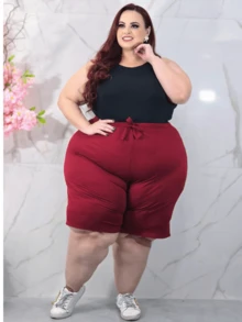 Plus Size Shorts - Màu Tím - Xem 2