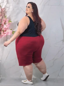 Plus Size Shorts - Màu Tím - Xem 3