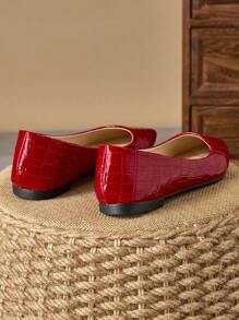 Damskie wygodne, szpiczaste, czerwone, płaskie buty w kratę, odpowiednie na cztery pory roku, imprezy, bankiety i nieformalne okazje - Czerwony - Zobacz 6
