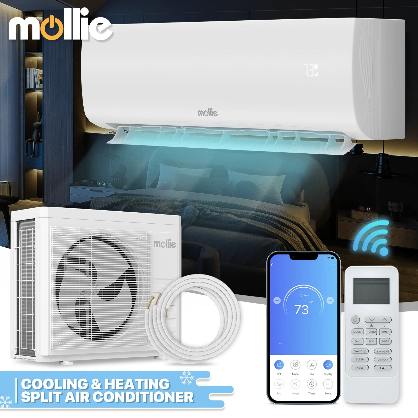 Mollie 36000 BTU 230V Wall Mounted Mini Split Heat Pump Air Conditioner