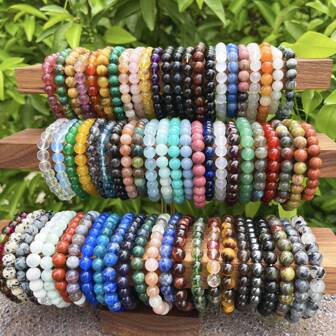 5/6/10 stuks Boheemse stijl kralen natuursteen armbanden, geschikt voor alle seizoenen en gelegenheden, strandvakantie of vrijetijdskleding (stijl en kleur willekeurig)