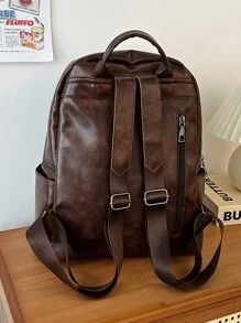 Mochila de gran capacidad de estilo Y2K nuevo y moderno para la escuela y el viaje - Marrón - Ver 6