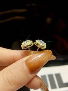 1 对 0.5 -1 克拉圆形包包莫桑耳环婚礼耳环 S925 纯银圆形耳钉奢华珠宝女士婚礼礼物