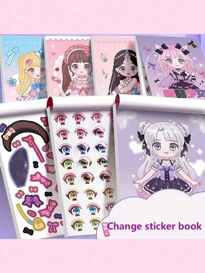 1 冊 20 張服裝貼紙、卡通貼紙、安靜貼紙、遊戲貼紙、diy 裝扮派對禮物貼紙