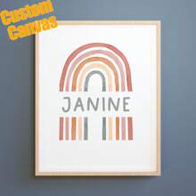 1 件定制名称木制框架挂轴画，个性化彩虹名称墙艺术帆布海报，创建您自己的彩虹墙海报，悬挂木制彩虹海报，客厅和卧室的定制家居装饰，生日、节日、万圣节和圣诞节的理想礼物，为您的爱人、家人、孩子和宠物定制 - 彩色 - 查看 4