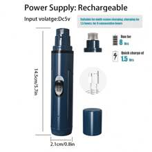 电动宠物指甲磨甲器，适用于犬猫，狗狗指甲修剪器，指甲钳，宠物爪部护理美容工具 - 彩色 - 查看 7