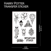 2 Chiếc Harry Potter Hình Xăm Được Cấp Phép Chính Thức Có Thể Giặt Được Lâu Dài Không Dễ Phai Màu Hiệu Ứng Cơ Thể Tốt Nhãn Dán Chuyển Nước Hình Học Đầy Màu Sắc Logo Bốn Trường Đại Học Hogwarts - màu đen - Xem 2