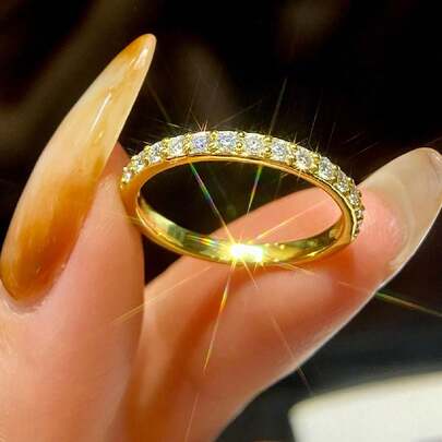 1 pieza Anillo de diamante Moissanite de diseño redondo de 4 garras, color D, con destellos, regalo de joyería de compromiso/boda/eternidad/cumpleaños/Navidad de plata de ley 925 para mujer