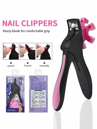 1pc Nail Clipper, DIY French Manicure Round/Square Nail Clipper, Replaceable Blade Rotary Nail Clipper, French Manicure Round/Square Clipper