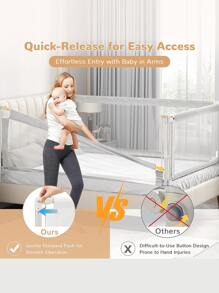 Baby Bed Rail Guard For Toddlers Rails For Twin, Full, Queen Bunk Size Bed Swing Down Bedrail Extral Tall Child Safety Side Railing Guards For Kids - Grey - View 2