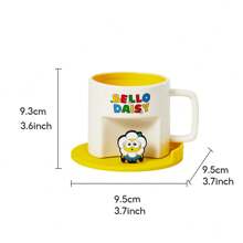 Miniso Taza de cerámica de la colección de Minions Margarita con posavasos de dibujos animados (390 ml) (Amarillo) - Blanco - Ver 9