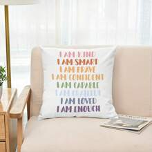 4pcs Rainbow Slogan Striped Pillow Covers, Plain Country Style Peach Skin Print Cushion Cover, Modern Aesthetic Art, A Gift To Add To Your Home, Home Decor, Car, Bedroom, Living Room! 45cm X 45cm [Pillow Core Not Included, Single-Sided Printed] - Multicolor - View 5