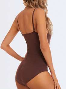 1pc Camisola modeladora feminina - Controle de barriga, virilha aberta, levanta bumbum, compressão emagrecedora, alça ajustável, modelador corporal