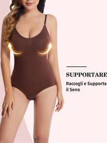 1pc Camisola modeladora feminina - Controle de barriga, virilha aberta, levanta bumbum, compressão emagrecedora, alça ajustável, modelador corporal