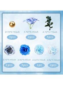 Boho Cake Toppers Blue Flower Cake Topper Artificial Rose Hydrangea Cake Decorations For Women Lady Birthday Party Wedding Baptismal Meeting Shower Boho Flower Theme Party Supplies(Boho),Christmas - Blue - View 2