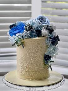 Boho Cake Toppers Blue Flower Cake Topper Artificial Rose Hydrangea Cake Decorations For Women Lady Birthday Party Wedding Baptismal Meeting Shower Boho Flower Theme Party Supplies(Boho),Christmas - Blue - View 6