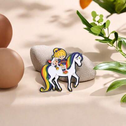 دبوس معدني جميل على شكل شمس نمط وحصان أبيض، ديكور متعدد الاستخدامات للملابس والحقائب والقبعات، مناسب كهدية صغيرة لأصدقاء و زملاء في عيد الحب