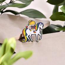 Cute Sun, Rainbow & White Horse Metal Brooch Badge, Versatile Decoration For Clothes, Backpack, Hat; Suitable As A Small Gift For Friends And Classmates Valentines - Multicolor - View 4