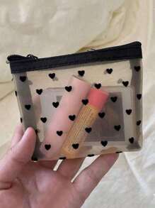 米色小心形透明网眼化妆包，便携式口红收纳袋，适用于户外、浴室、珠宝、指甲油和化妆品。旅行、邮轮、宿舍必备化妆品和洗漱用品收纳袋。化妆旅行洗漱用品收纳袋，透明必备礼品收纳拉链配件，美甲包，房间装饰，包，化妆包，化妆盒，旅行，化妆包，旅行必需品，收纳袋，收纳，旅行必需品，化妆品收纳袋，化妆包，化妆品收纳袋，收纳袋，洗漱用品包，桌面收纳袋，化妆包，化妆袋，化妆品收纳，化妆配件，化妆包，化妆包 - 彩色 - 查看 2