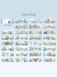 30pcs/Book Stickers Scrapbook Supplies,Travel Scenery Theme,Die-Cutting Easy To Tear,Decorative Notebook Photo Frame Phone Case Background Paper Garbage Magazine DIY Packaging Paper Back To School