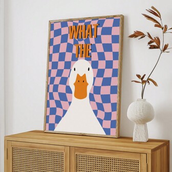 FajerminArt قطعة واحدة ضفيرة اختيارية لوحة فنية على قماش "لماذا البط" لديكور جدران الحمام، غرفة النوم، المدرسة الداخلية - ديكور وحدات جدارية وردية للحمام