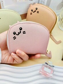 1/2pcs Cartoon Cat Shaped Wallet, Women Multi-Card Slots Purse, Cute & Fashionable Faux Leather Coin Pouch, Cat Card Holder, Compact & Portable, Multi-Slot Design, Various Colors Available, Small Gift For Family, Friends And Loved Ones (Zipper Color Random) - Multicolor - View 9