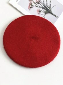 1 件装女士薄款纯色贝雷帽复古艺术家帽，甜美百搭