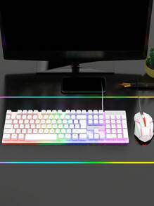 LDKai LED Backlit Illuminated Mechanical Gaming Keyboard And Mouse Set - White - View 3