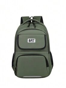 新款休閒輕量背包，旅遊用袋，中學，高中和大學學生適用的大容量書包，可放置筆記本電腦和書本，學生背包，適合上學和通勤 - 綠色 - 查看 5