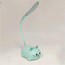 Lámpara de mesa LED linda con diseño de gato animado - Ajustable, luz nocturna recargable USB con luz blanca cálida segura para los ojos - Azul - Ver 12