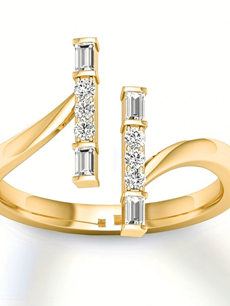 優雅戒指18K金鍍鑽石簡約風格女指環，鑽石訂婚結婚珠寶，適用於女性日常搭配、聚會配飾，或使你的電話閃耀鑽石